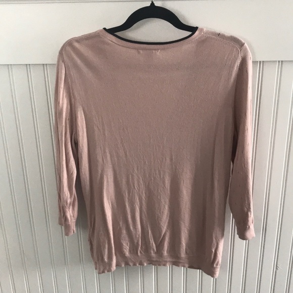 Dusty rose and black trim 3/4 length sweater. - Picture 2 of 4